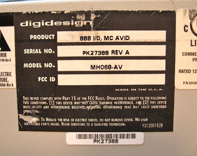 Image sur Avid Digidesign 888 Audio I/O, Model MH068-AV