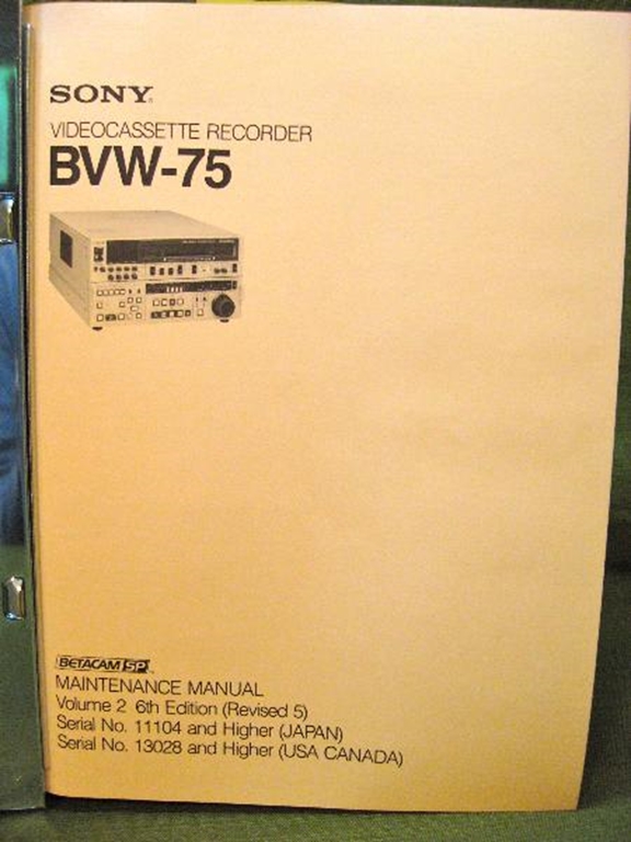 Image sur Sony BVW-75 Maintenance Manual Volume 2 6th Edition (Revised 5)
