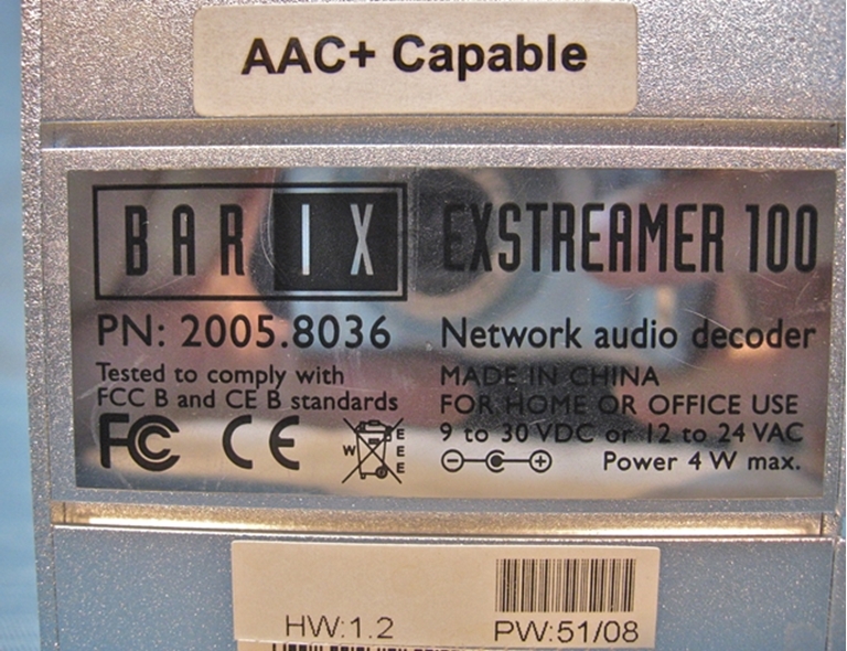 Afbeelding van BARIX ExStreamer 100 Nework Audio Decoder