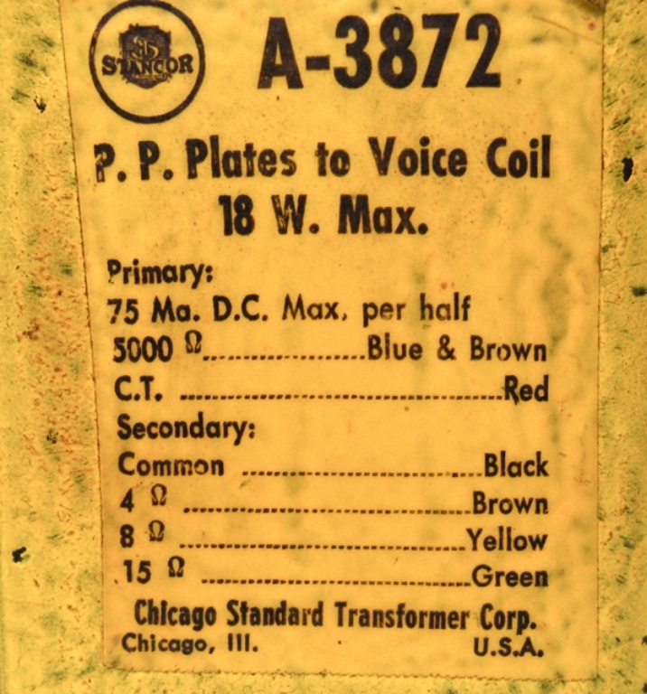 Picture of Stancor A-3872 P-P Plate Ouput Transformer.  Sold Out.