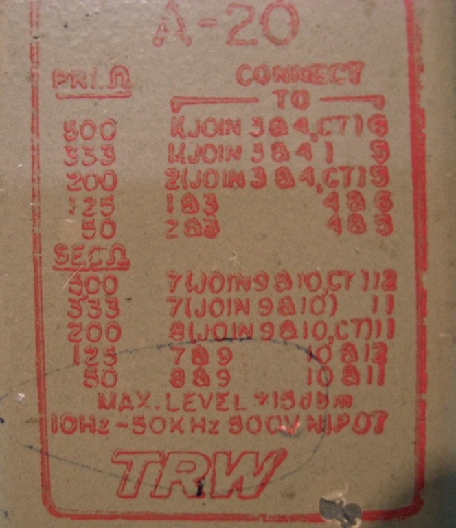 Afbeelding van UTC TRW A-20 Input Transformer, #1