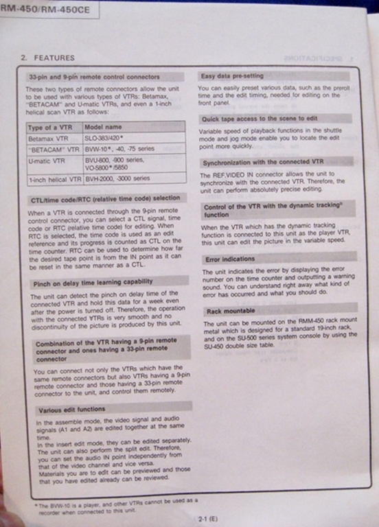 Image sur Sony RM-450/RM-450CE Service Manual pn9-955-069-01