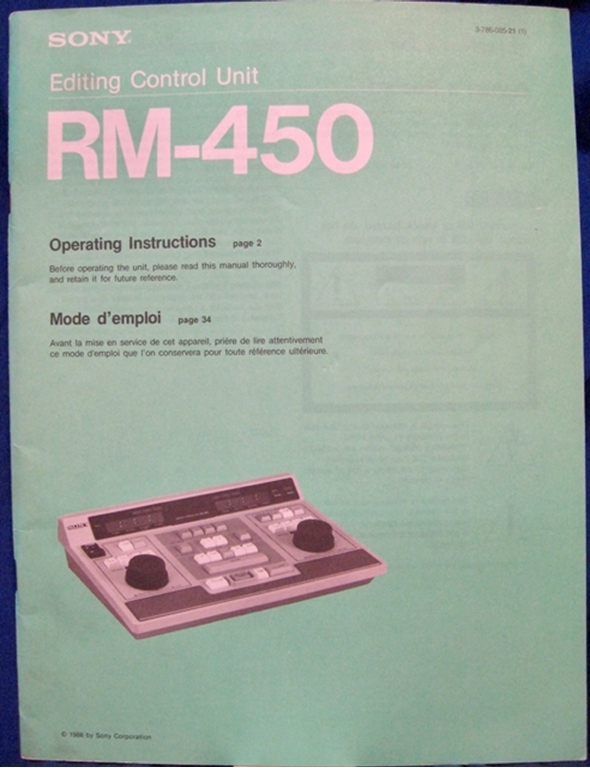 Image sur Sony RM-450 Operation Manual pn3-786-085-21(1)