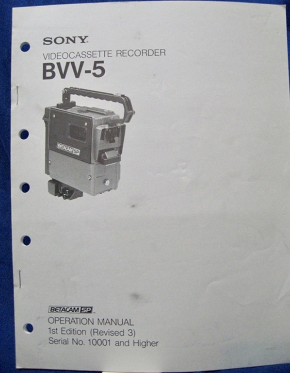 Image sur Sony BVV-5 Operation Manual, 1st Ed, (Revised 3) 