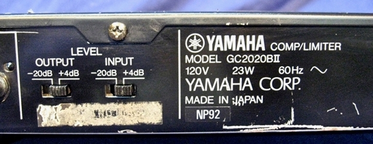 Afbeelding van Yamaha GC2020BII 2 channel Compressor/Limiter