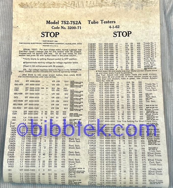 Image sur HIckok Roll Chart models 752-752A