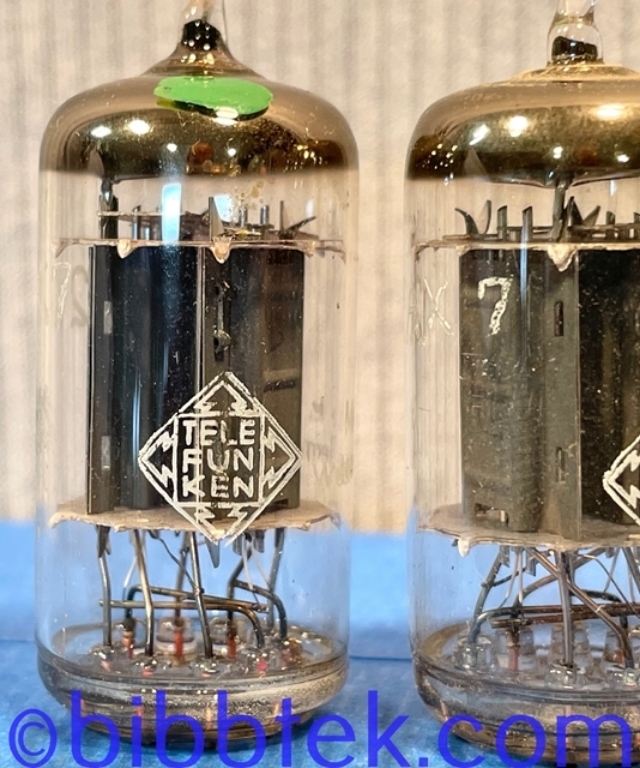 Picture of Telefunken 12AX7 tubes, Ribbed plate, Diamond. Lot of (5), used, tested. -copy
