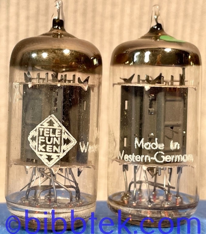 Picture of Telefunken 12AX7 tubes, Ribbed plate, Diamond. Lot of (5), used, tested. -copy