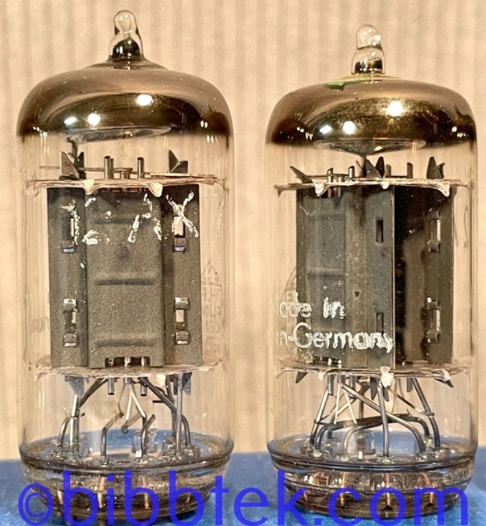 Picture of Telefunken 12AX7 tubes, Ribbed plate, Diamond. Lot of (5), used, tested. -copy