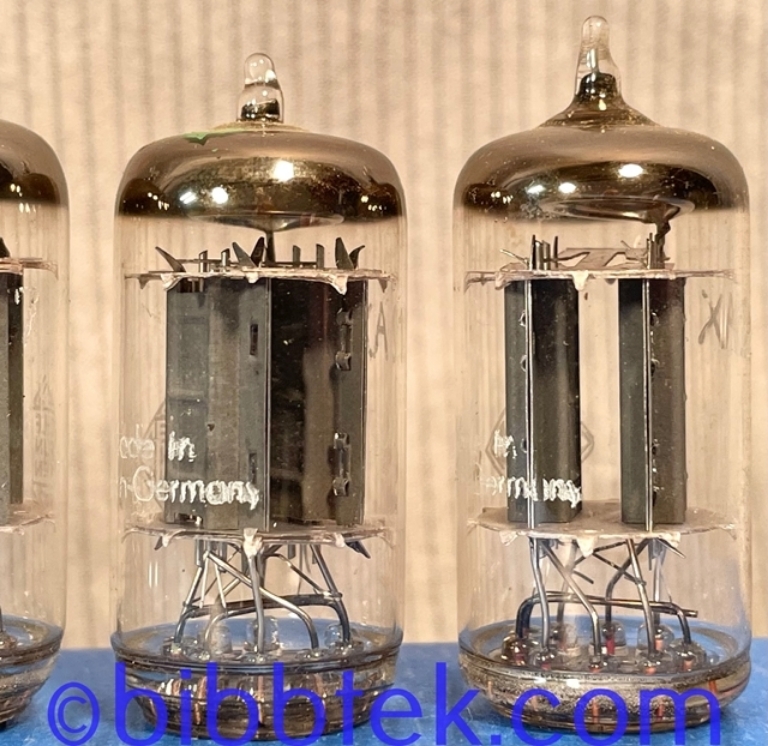Picture of Telefunken 12AX7 tubes, Ribbed plate, Diamond. Lot of (5), used, tested. -copy